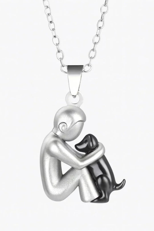 Damesketting met knuffelhanger in 14K verguld - elegant hondensilhouetontwerp
