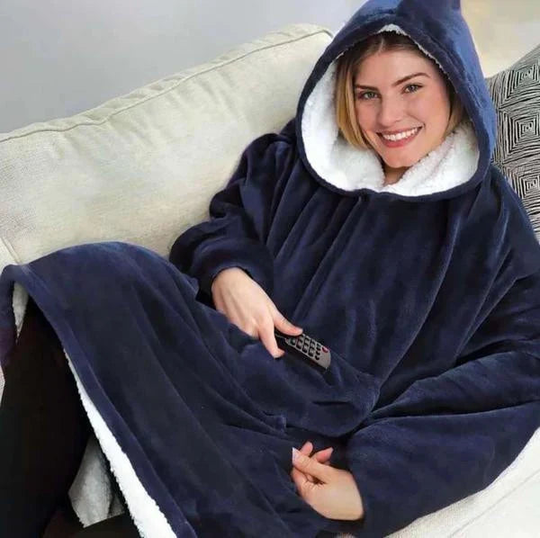 Deken-Hoodie One Size – met Warme Fleecevoering