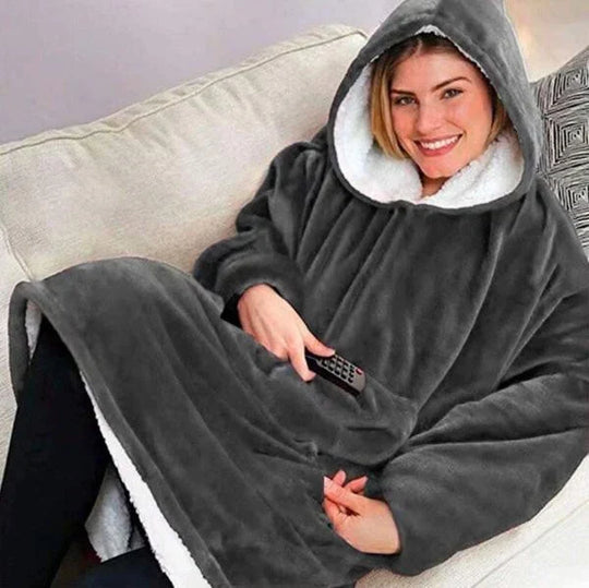 Deken-Hoodie One Size – met Warme Fleecevoering