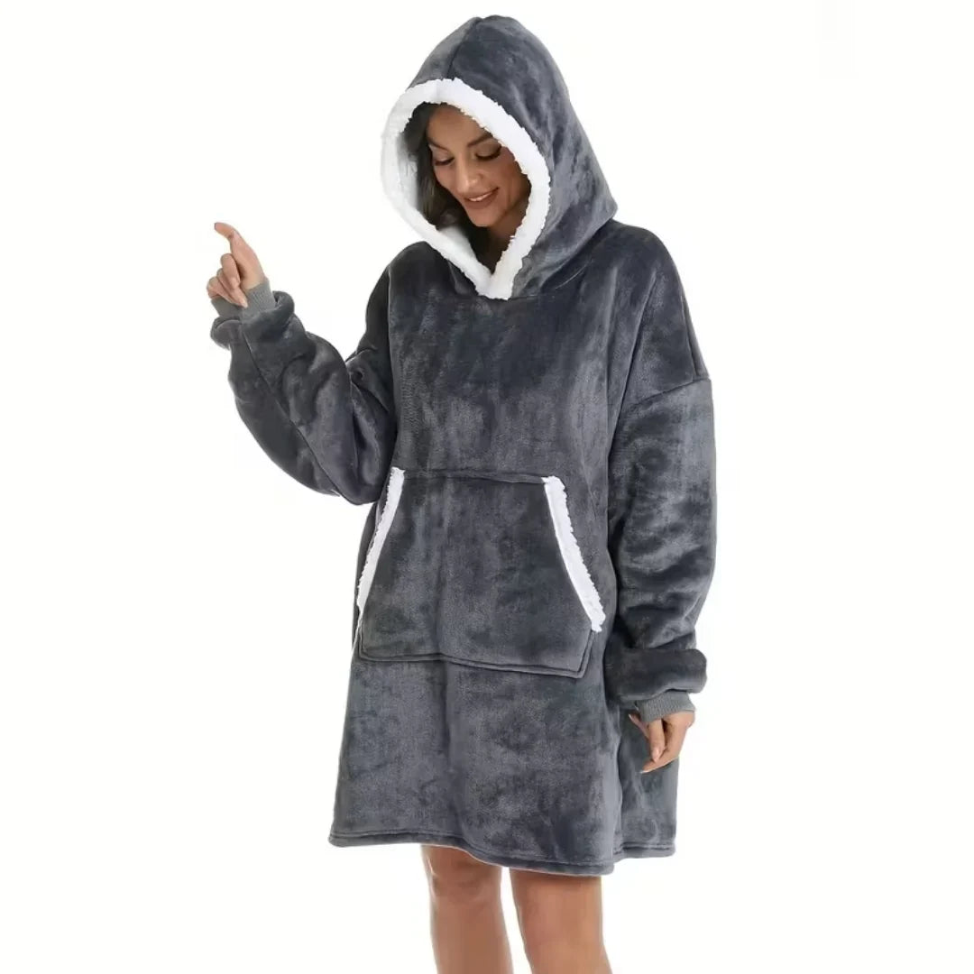 Deken-Hoodie Oversized – met Sherpa-Fleecevoering
