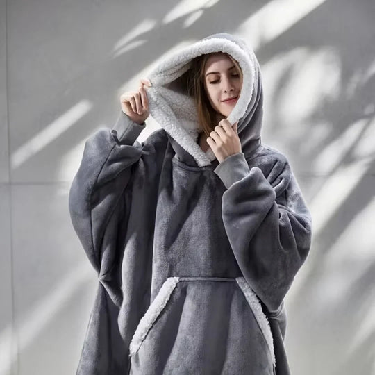 Deken-Hoodie Oversized – met Sherpa-Fleecevoering