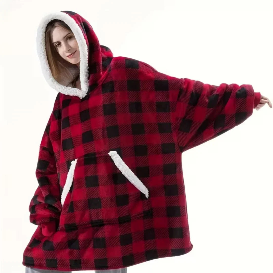 Deken-Hoodie Oversized – met Sherpa-Fleecevoering