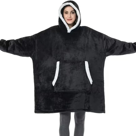 Deken-Hoodie Oversized – met Sherpa-Fleecevoering