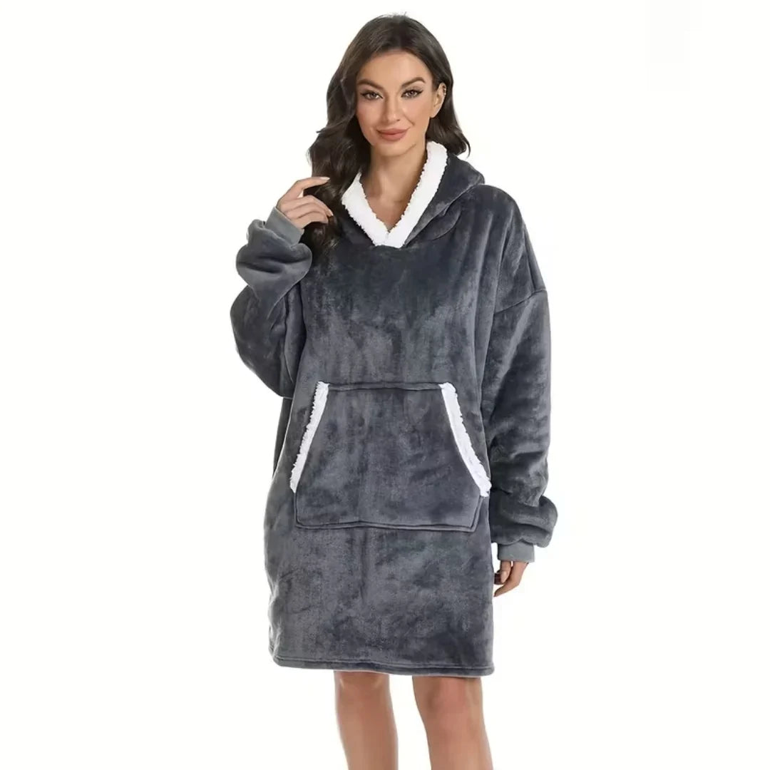 Deken-Hoodie Oversized – met Sherpa-Fleecevoering