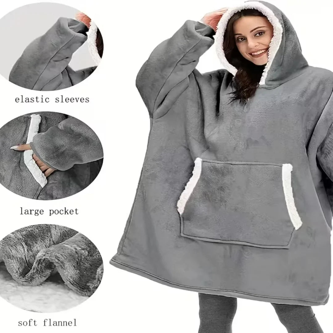 Deken-Hoodie Oversized – met Sherpa-Fleecevoering