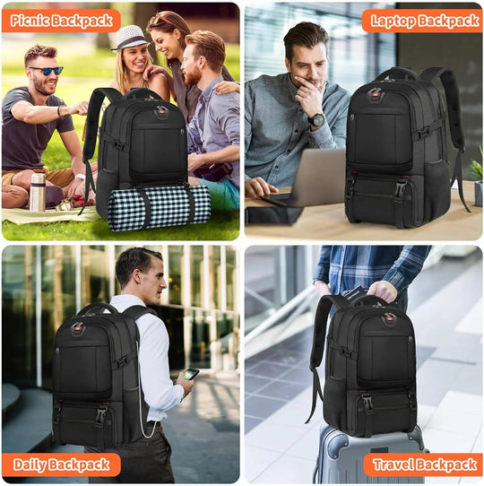 Extra grote lunch- en laptopreisrugzak met USB-oplaadpoort