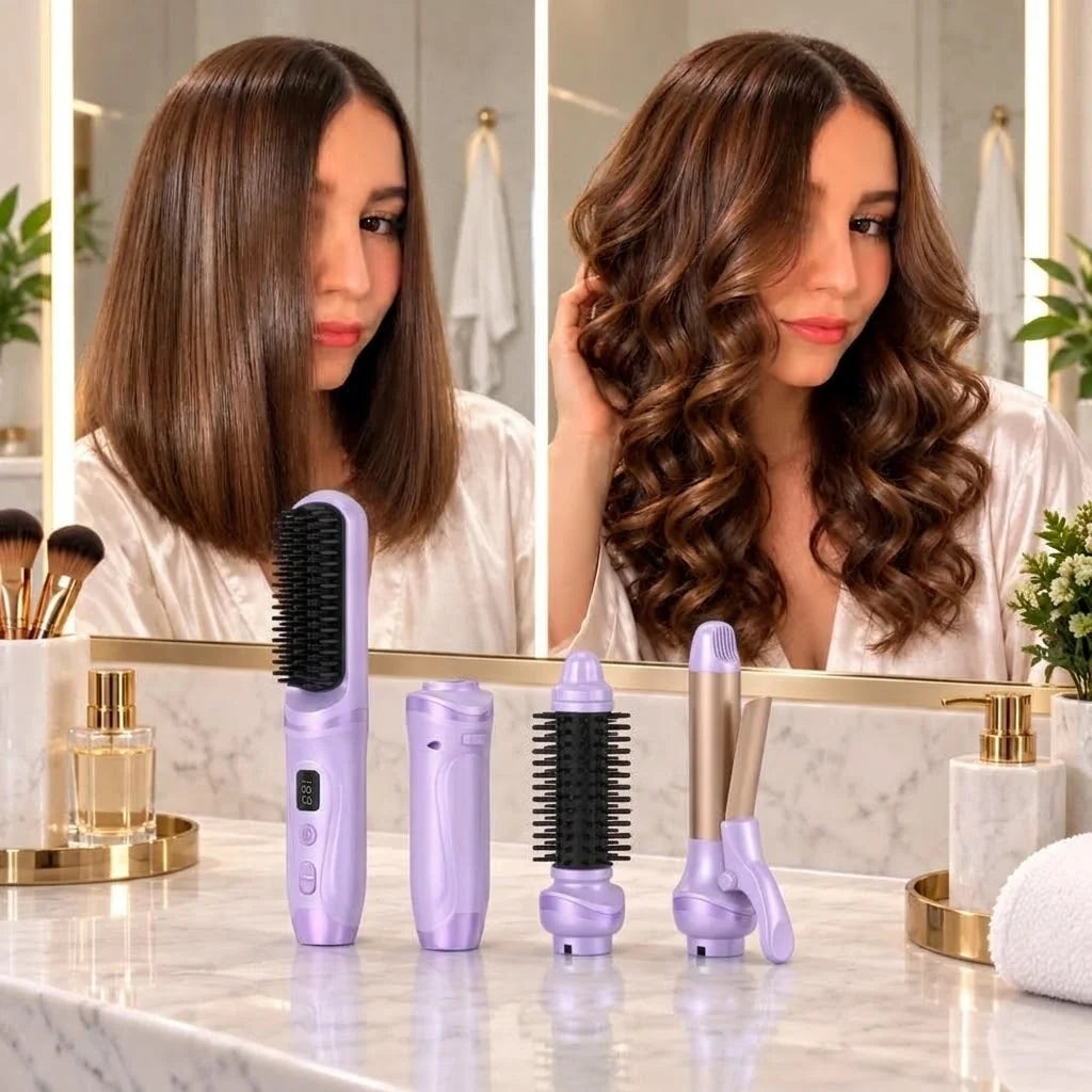 Haarstyler Draadloos – 3-in-1 met Opzetstukken