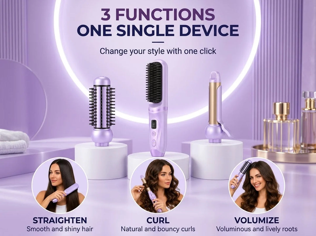 Haarstyler Draadloos – 3-in-1 met Opzetstukken