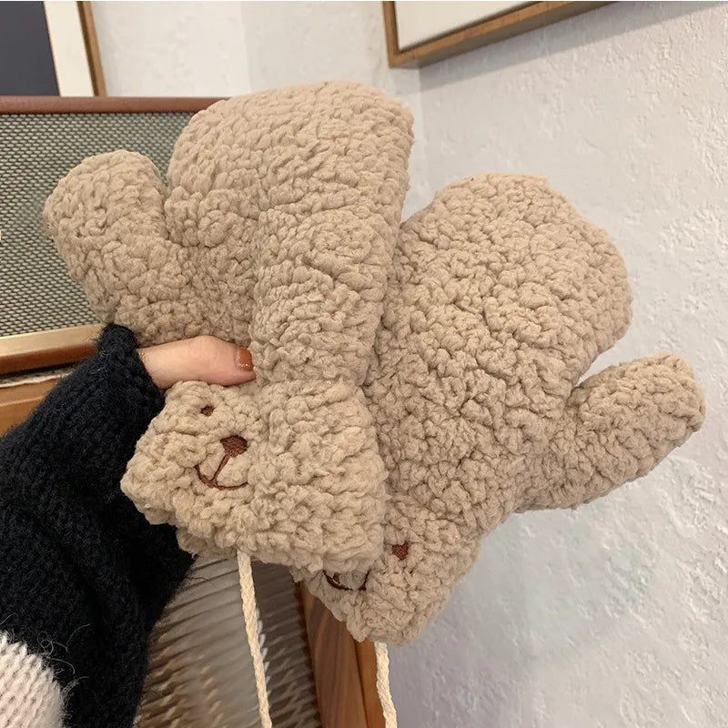 Handschoenen Teddystof – met Verstelbaar Koord