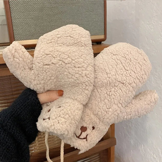 Handschoenen Teddystof – met Verstelbaar Koord