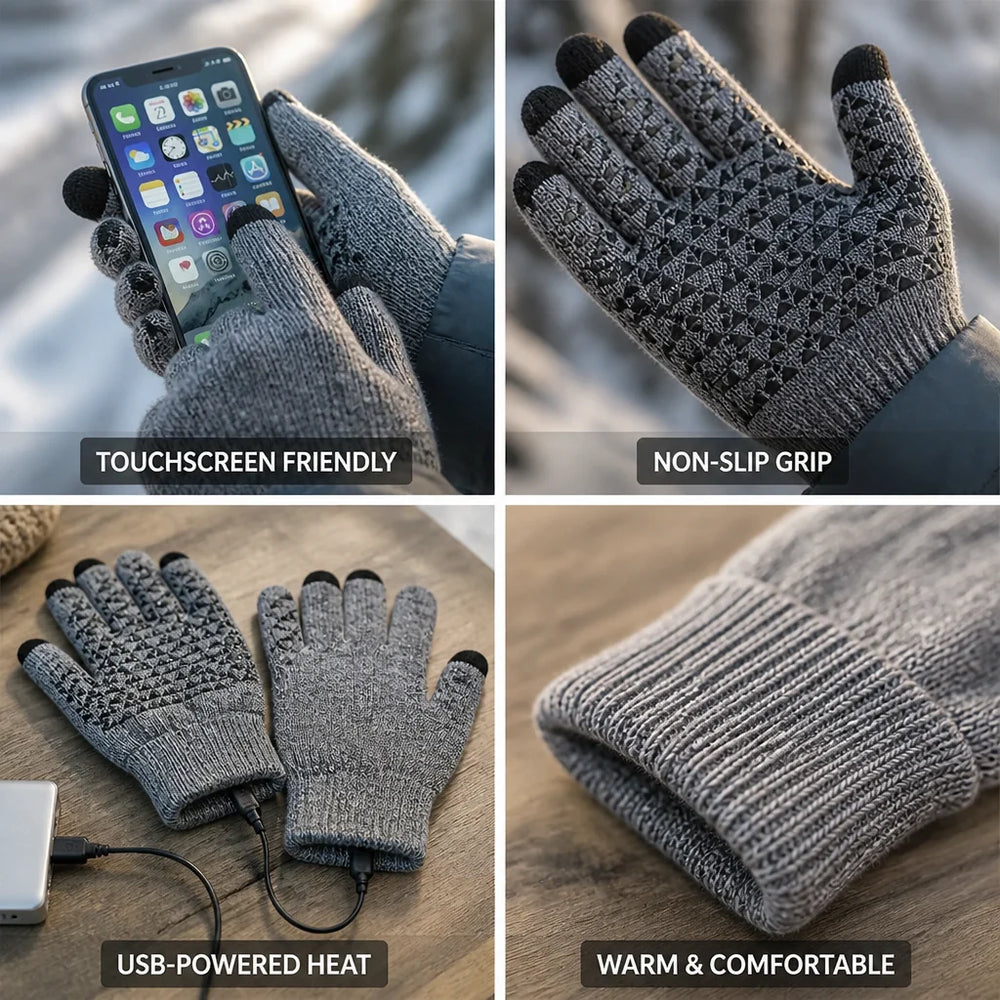 Handschoenen Verwarmd USB – met Touchscreen-Vingertoppen