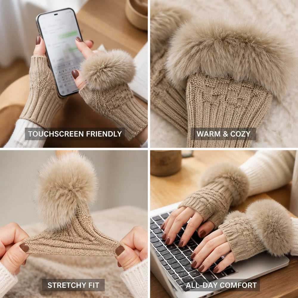 Handwarmers Vingerloos – Gebreid met Kunstbontrand