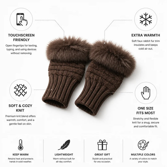 Handwarmers Vingerloos – Gebreid met Kunstbontrand