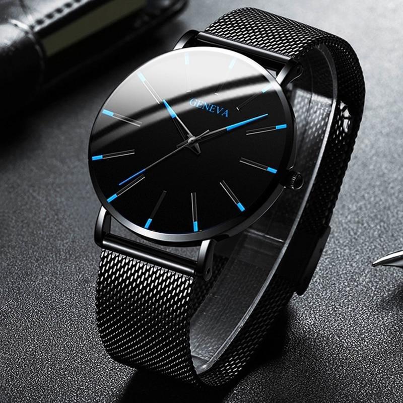 Heren Horloge – Minimalistisch met Zwarte Wijzerplaat