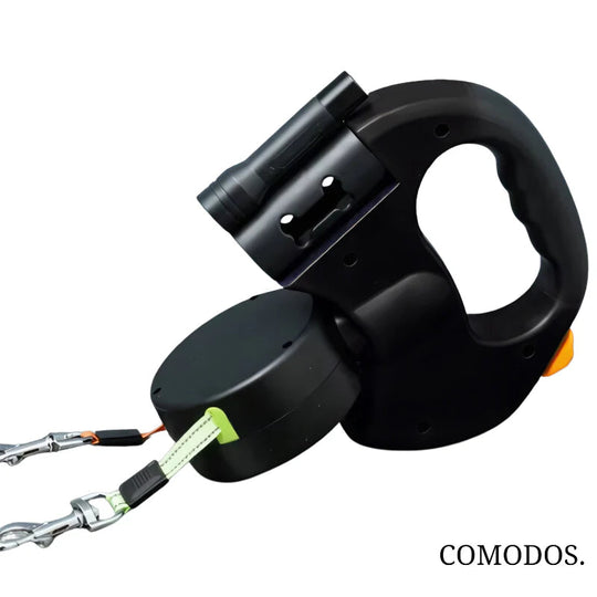 Hondenriem Duo - Uitrekbare Riem voor Twee Honden met LED Verlichting