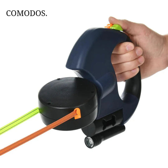 Hondenriem Duo - Uitrekbare Riem voor Twee Honden met LED Verlichting