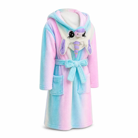 Kinderbadjas Flanel – met Capuchon en Eenhoornprint