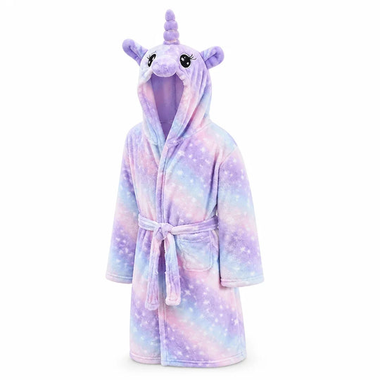 Kinderbadjas Flanel – met Capuchon en Eenhoornprint