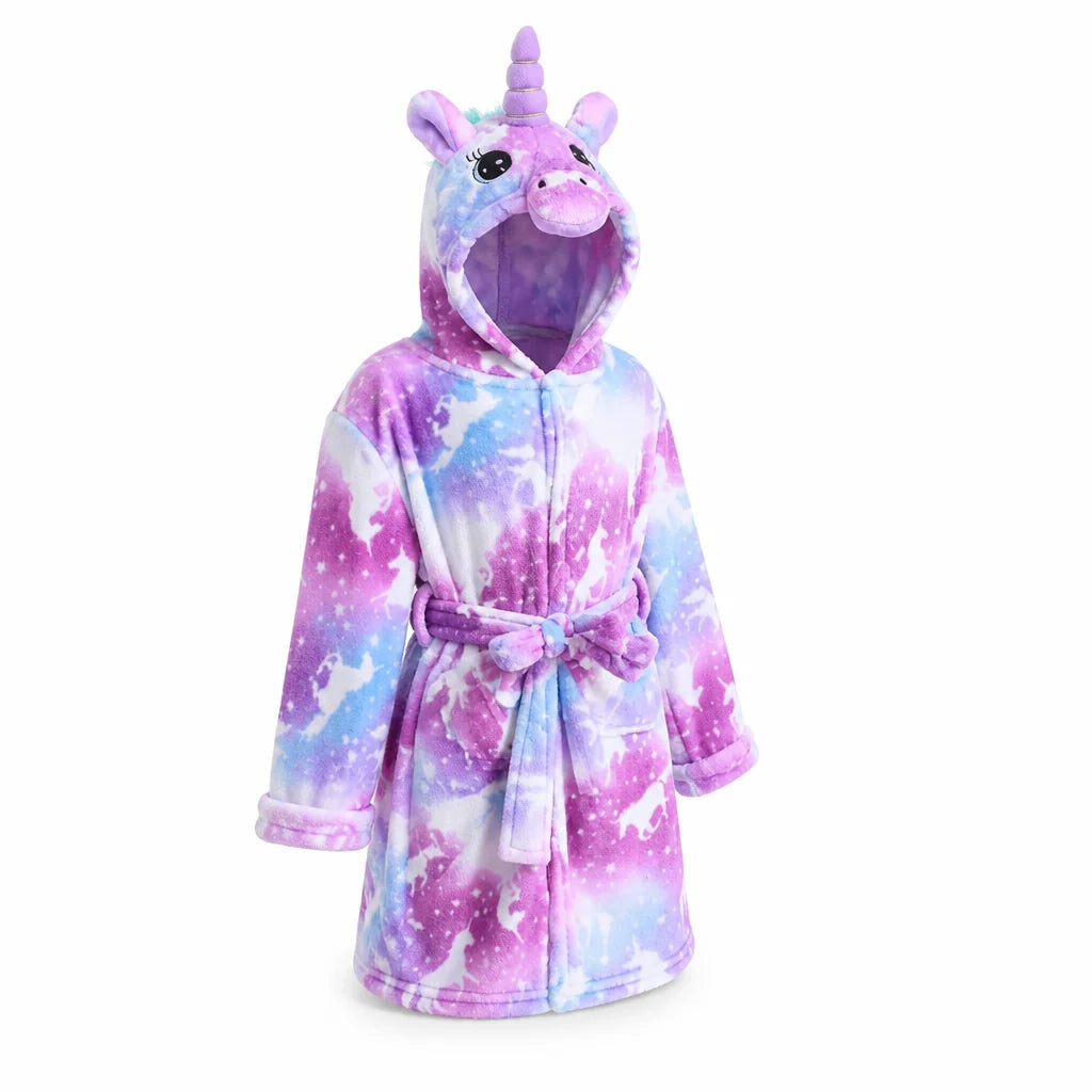 Kinderbadjas Flanel – met Capuchon en Eenhoornprint