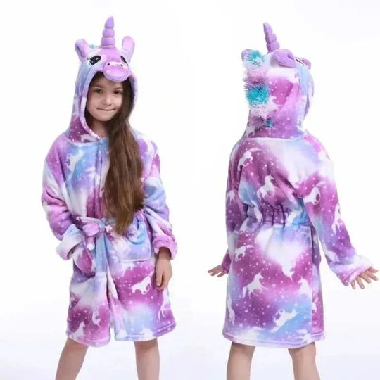 Kinderbadjas Flanel – met Capuchon en Eenhoornprint