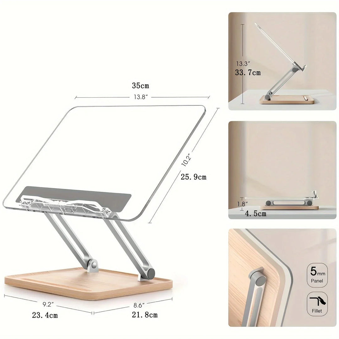 Leesstandaard Verstelbaar – Acryl met Houten Voet