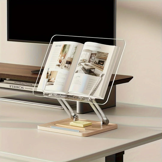 Leesstandaard Verstelbaar – Acryl met Houten Voet