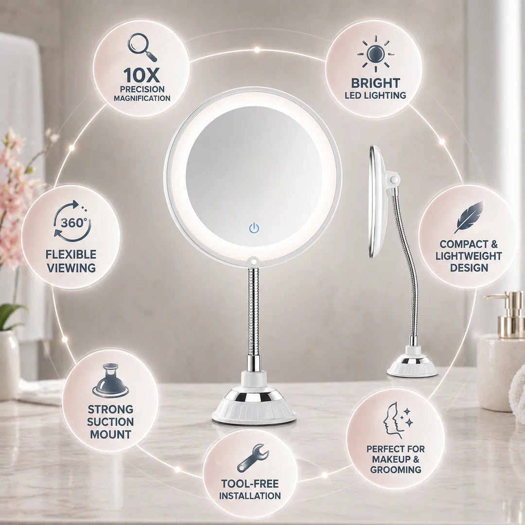 Make-upspiegel LED – 10x Vergroting met Zuignap