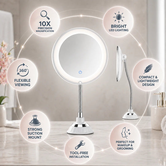 Make-upspiegel LED – 10x Vergroting met Zuignap