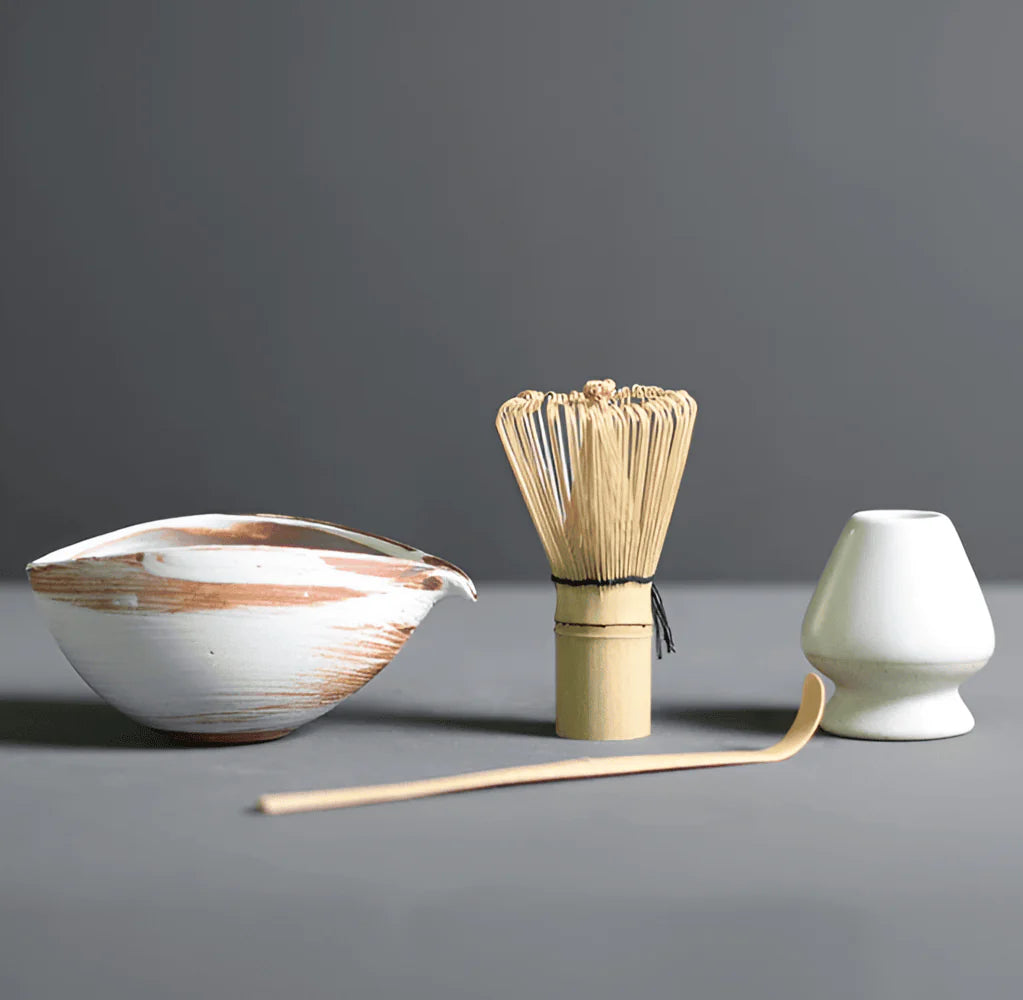 Matcha-set van Keramiek en Bamboe – 4-delig – Japans Theeset