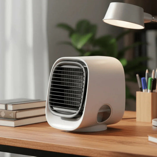 Mini Luchtkoeler 2-in-1 – Luchtbevochtiger & USB Ventilator met LED