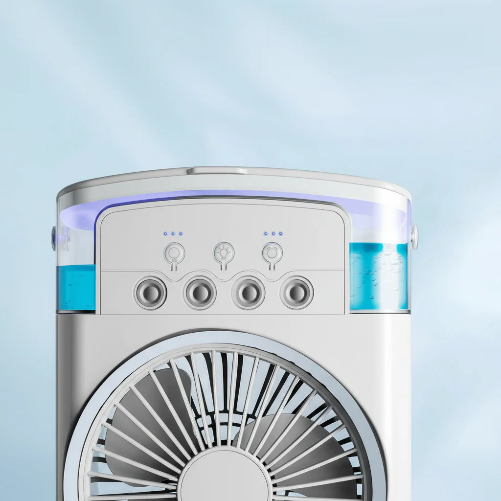 Mini Ventilator & Luchtbevochtiger 2-in-1 – Draagbaar voor Bureau