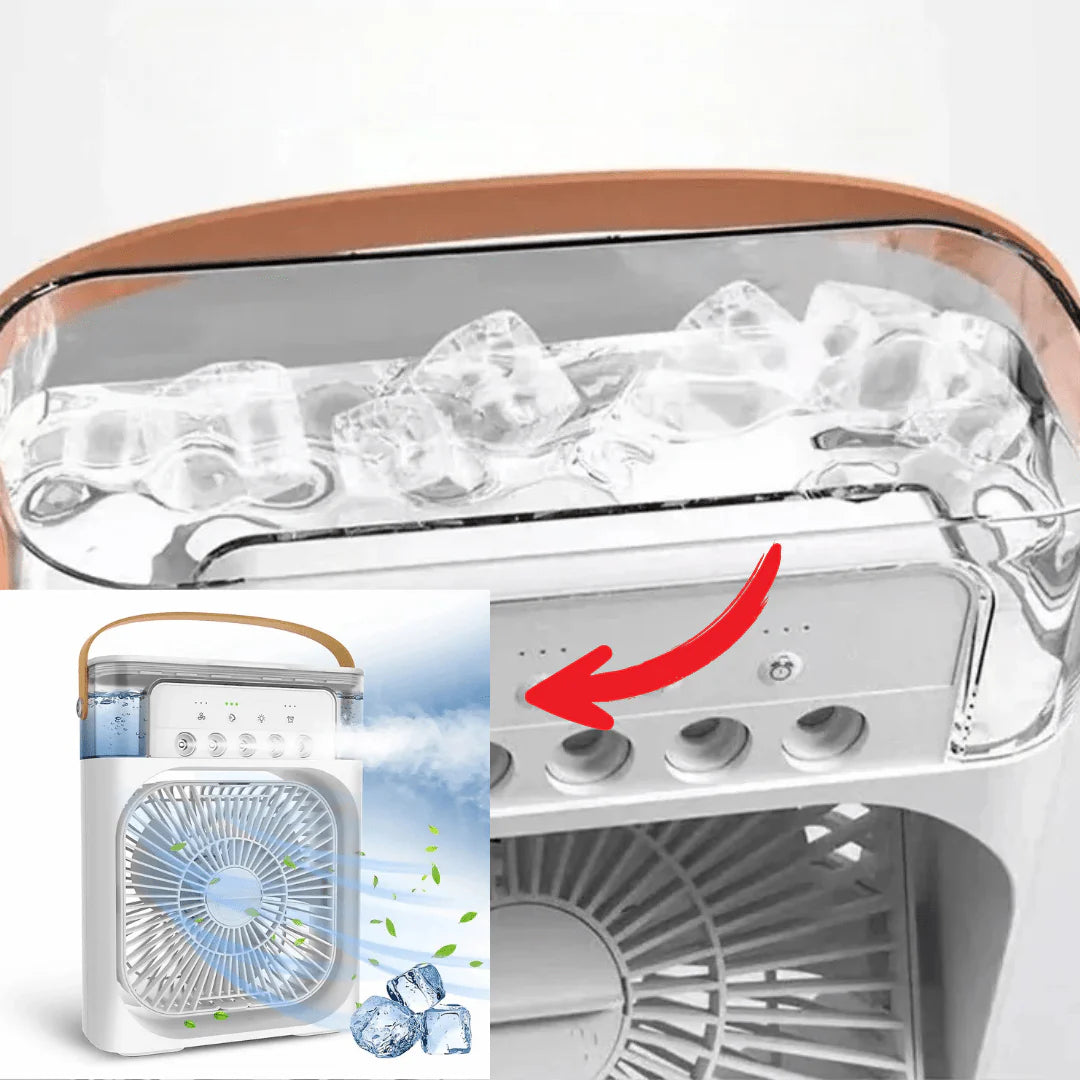Mini Ventilator & Luchtbevochtiger 2-in-1 – Draagbaar voor Bureau