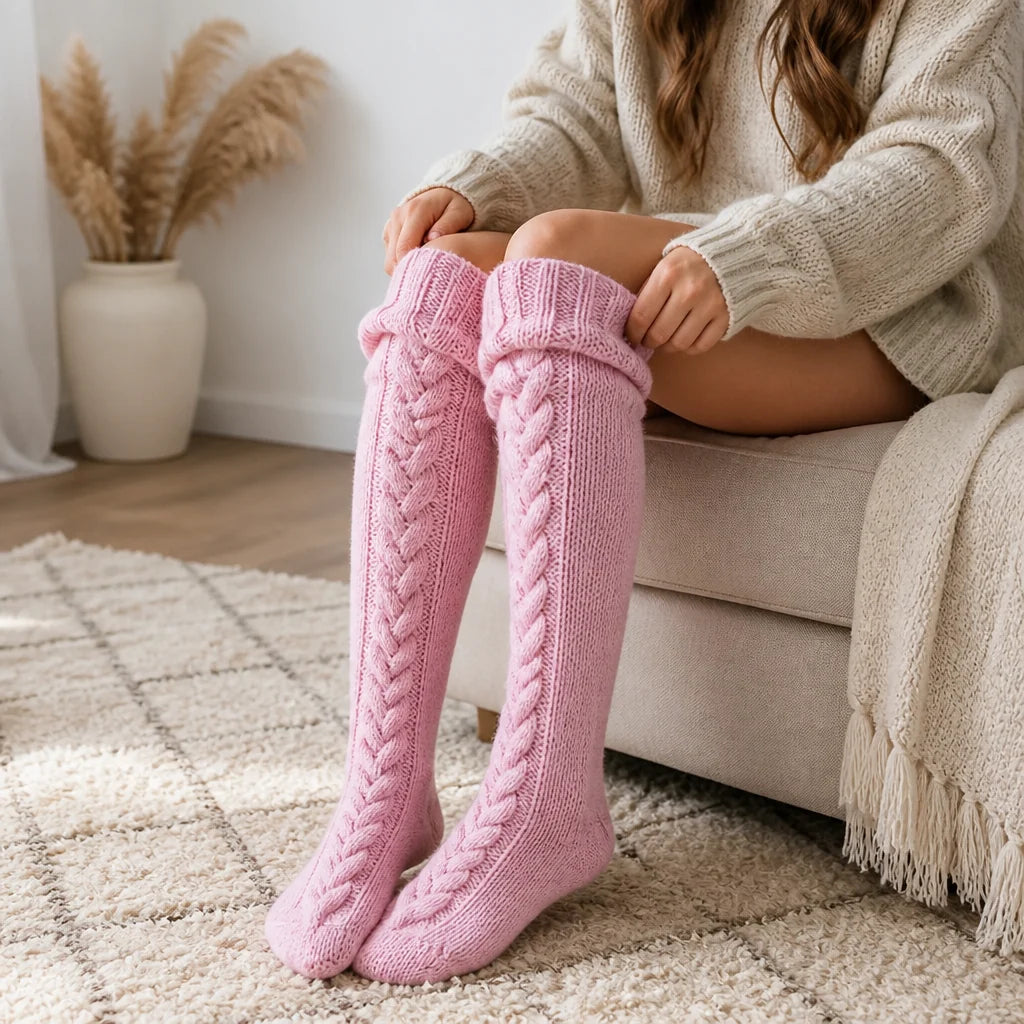 Overknee Sokken Gebreid – met Elastische Pasvorm