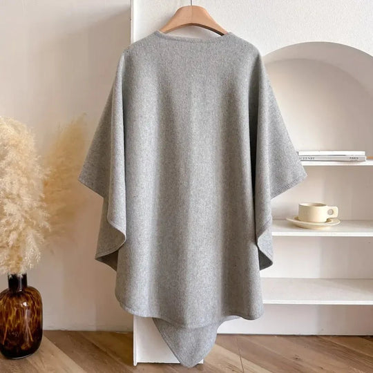 Poncho Dames – Polyester-Wolmix met Sjaalkraag