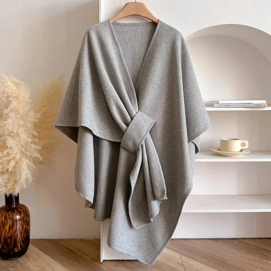 Poncho Dames – Polyester-Wolmix met Sjaalkraag