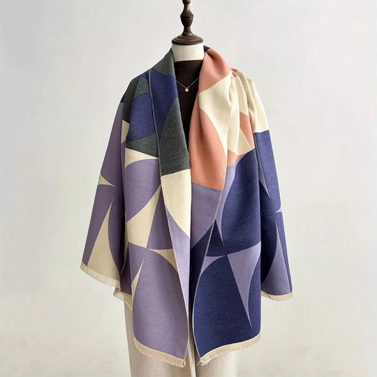 Poncho Sjaal – Omkeerbaar Model met Twee Kleurzijden