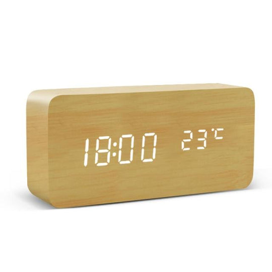 Minimalist Wooden LED Alarm Clock