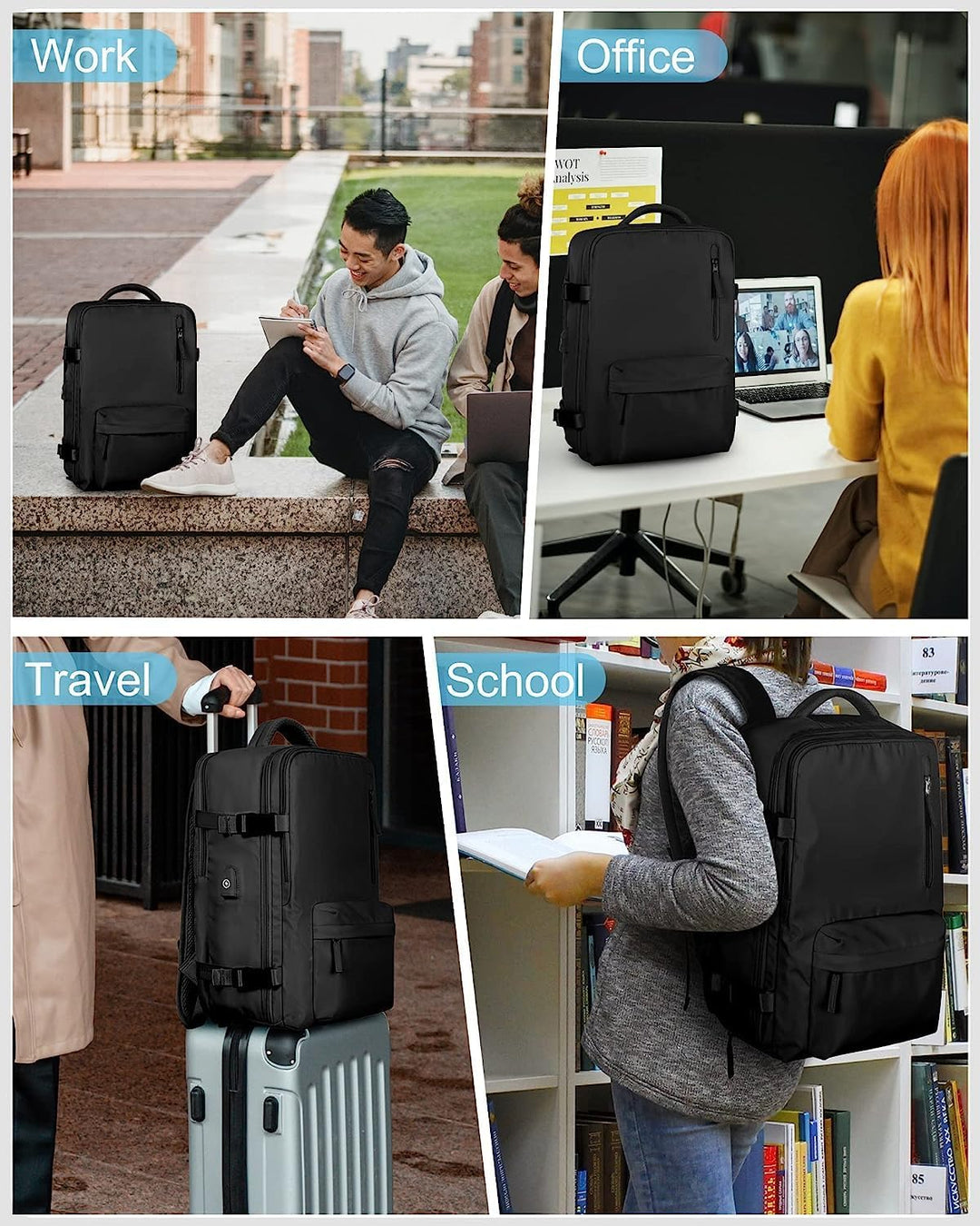 Reisrugzak 40L Waterdicht – Schoenvak, USB-poort & Laptopvak
