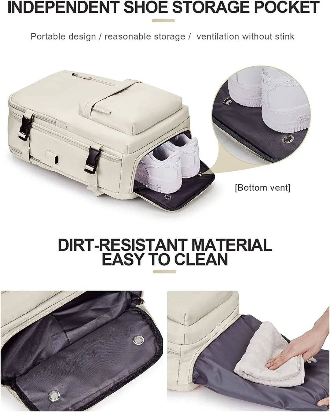 Reisrugzak 40L Waterdicht – Schoenvak, USB-poort & Laptopvak