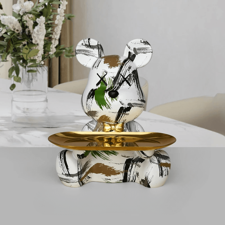 Figura decorativa da tavolo a forma di orso in resina