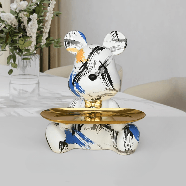 Figura decorativa da tavolo a forma di orso in resina