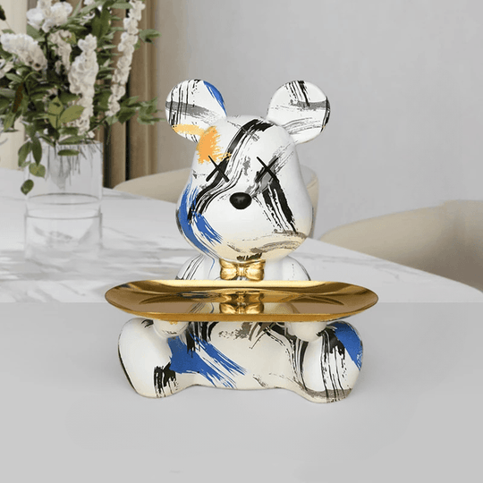Figura decorativa da tavolo a forma di orso in resina