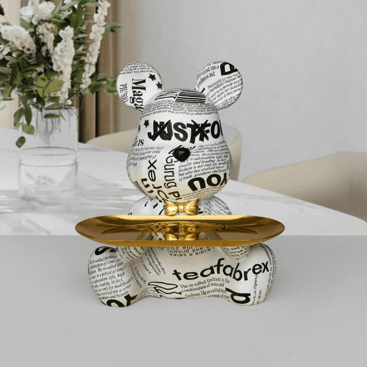 Figura decorativa da tavolo a forma di orso in resina