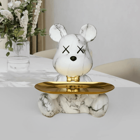 Figura decorativa da tavolo a forma di orso in resina