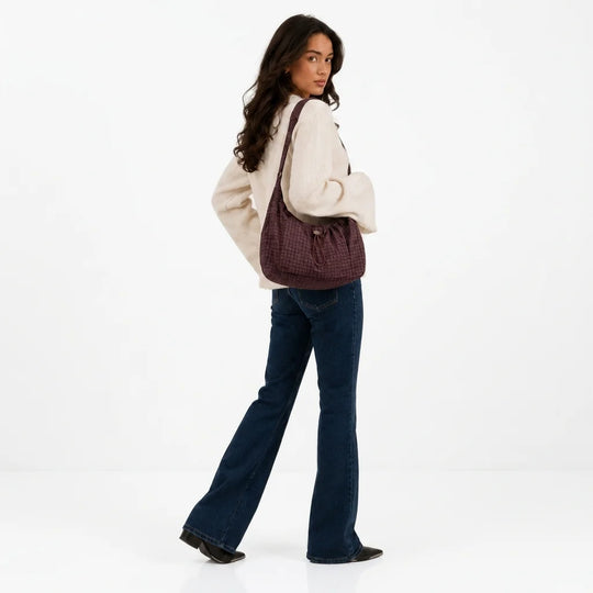 Schoudertas Dames – Ruim met Geruit Dessin