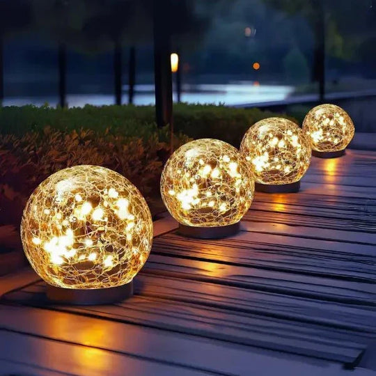 Solar Tuinlamp met Gebarsten Glas - Sfeerlicht voor Buiten