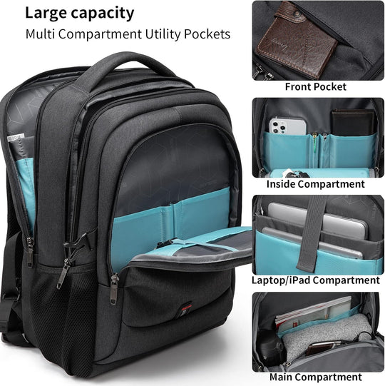 Laptop Travel Backpack – Waterproof with USB Port, Organized