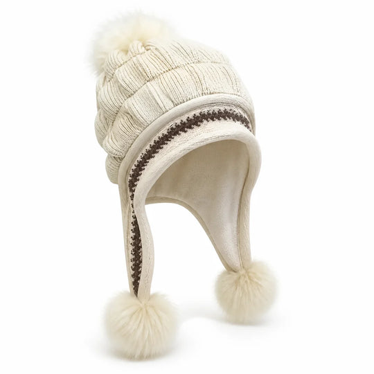 Wintermuts Kabelpatroon – met Oorflappen en Pompon