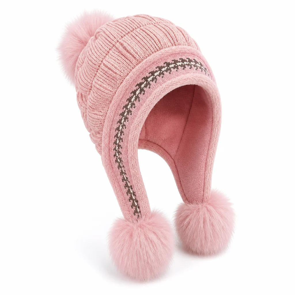 Wintermuts Kabelpatroon – met Oorflappen en Pompon