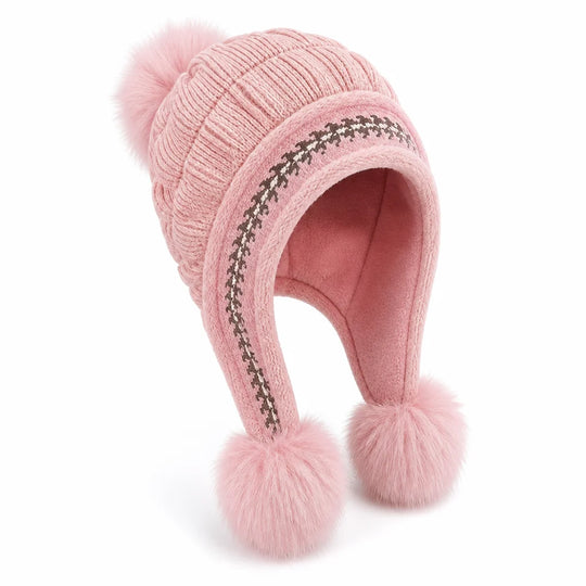 Wintermuts Kabelpatroon – met Oorflappen en Pompon